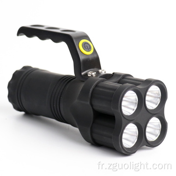 Lantern de lampe de poche portable à 4 LED à batterie 3AA.